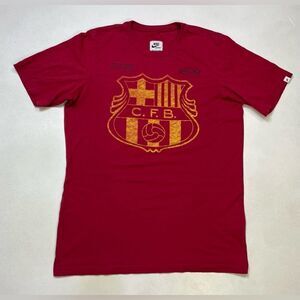Nike FC Barcelona Soccer Futbol Club Graphic T-shirt Men Large Red Short Sleeve